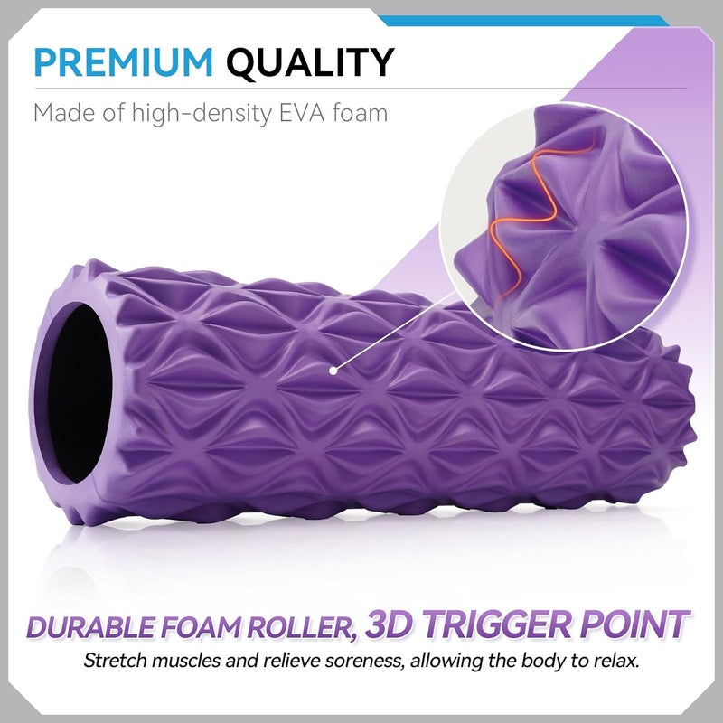 Zmarthumb Foam Roller - 15 inch Deep Tissue Massager for Muscle Massage, Myofascial Trigger Point Release, Exercise, Yoga, Pilates & Stretching(Purple) - Image 3